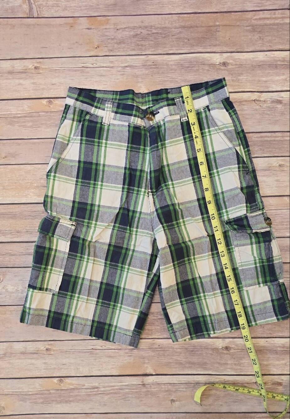 U.S. Polo Assn. Green Navy and White Plaid Cargo Shorts